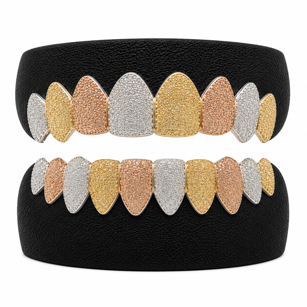 Tri-Tone Diamond Dust Gold Grillz ( PER TOOTH ) – Johnny's Ice & Co
