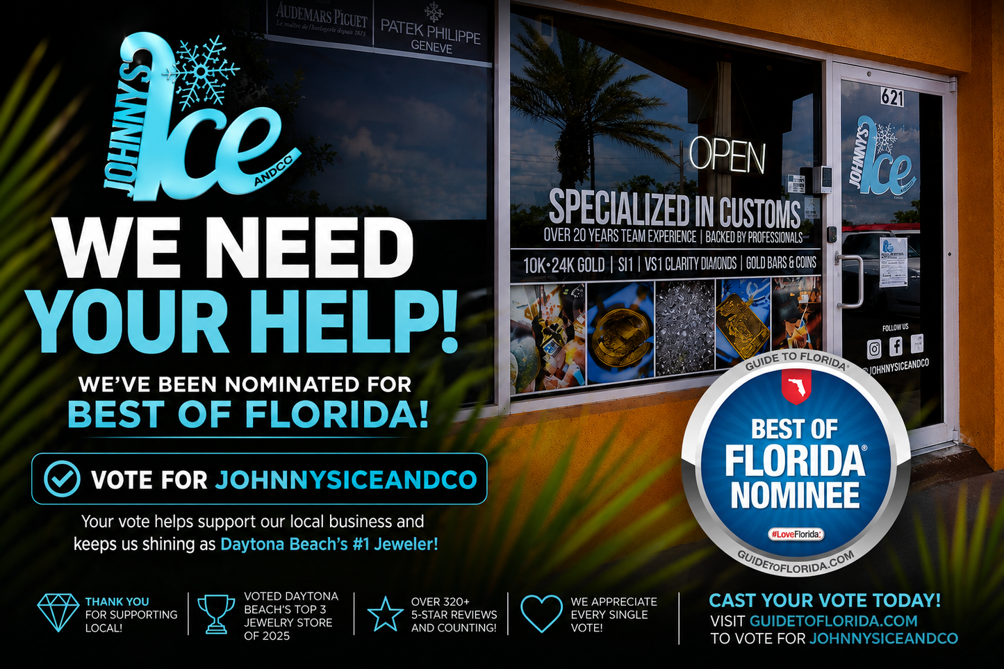 JOHNNYSICEANDCO Has Been Nominated for Best of Florida — We Need Your Support!
