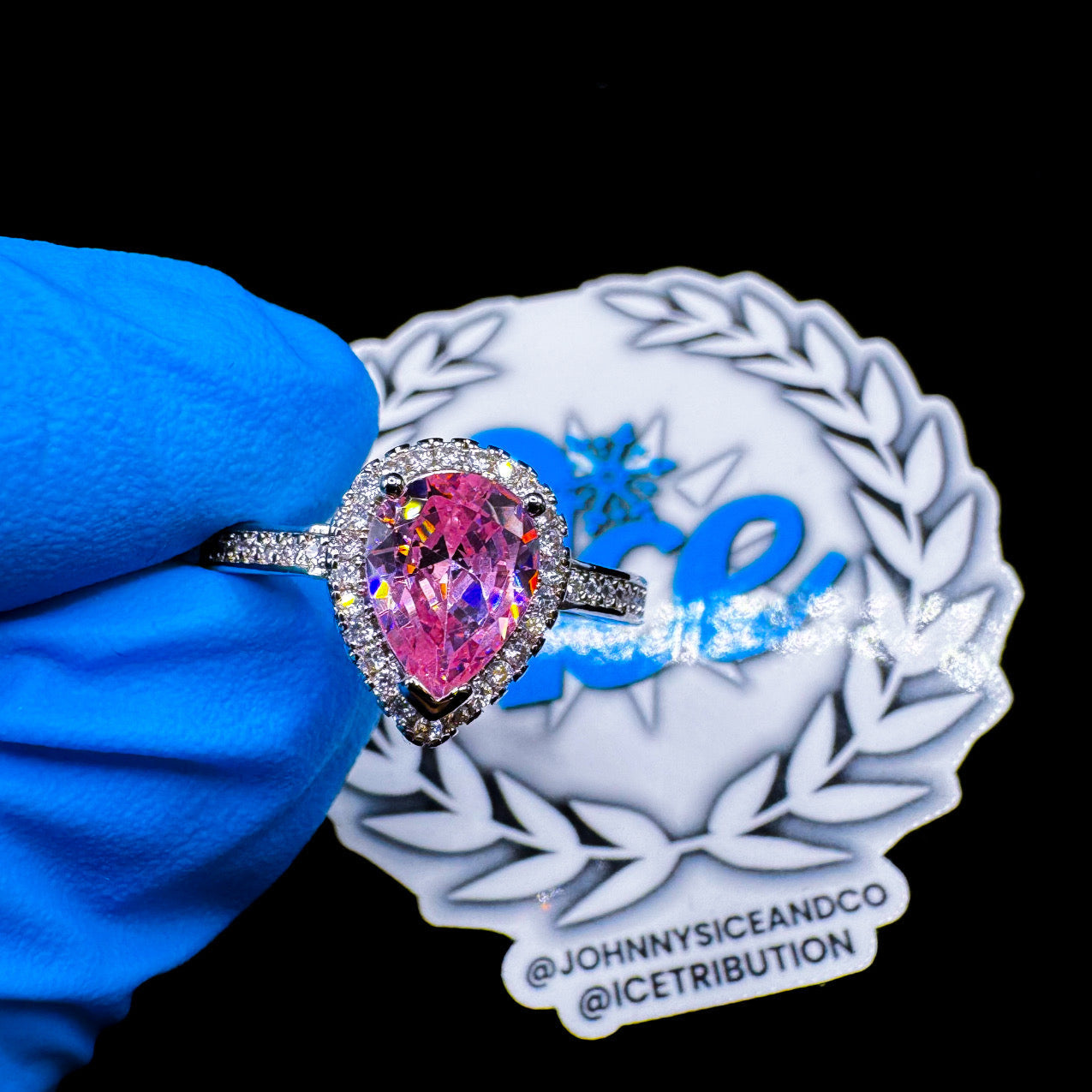 #JI-1145 Pink Tear Drop Ring