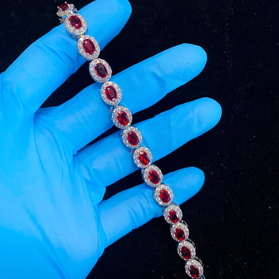 Ruby Red Cluster Bracelet 1002