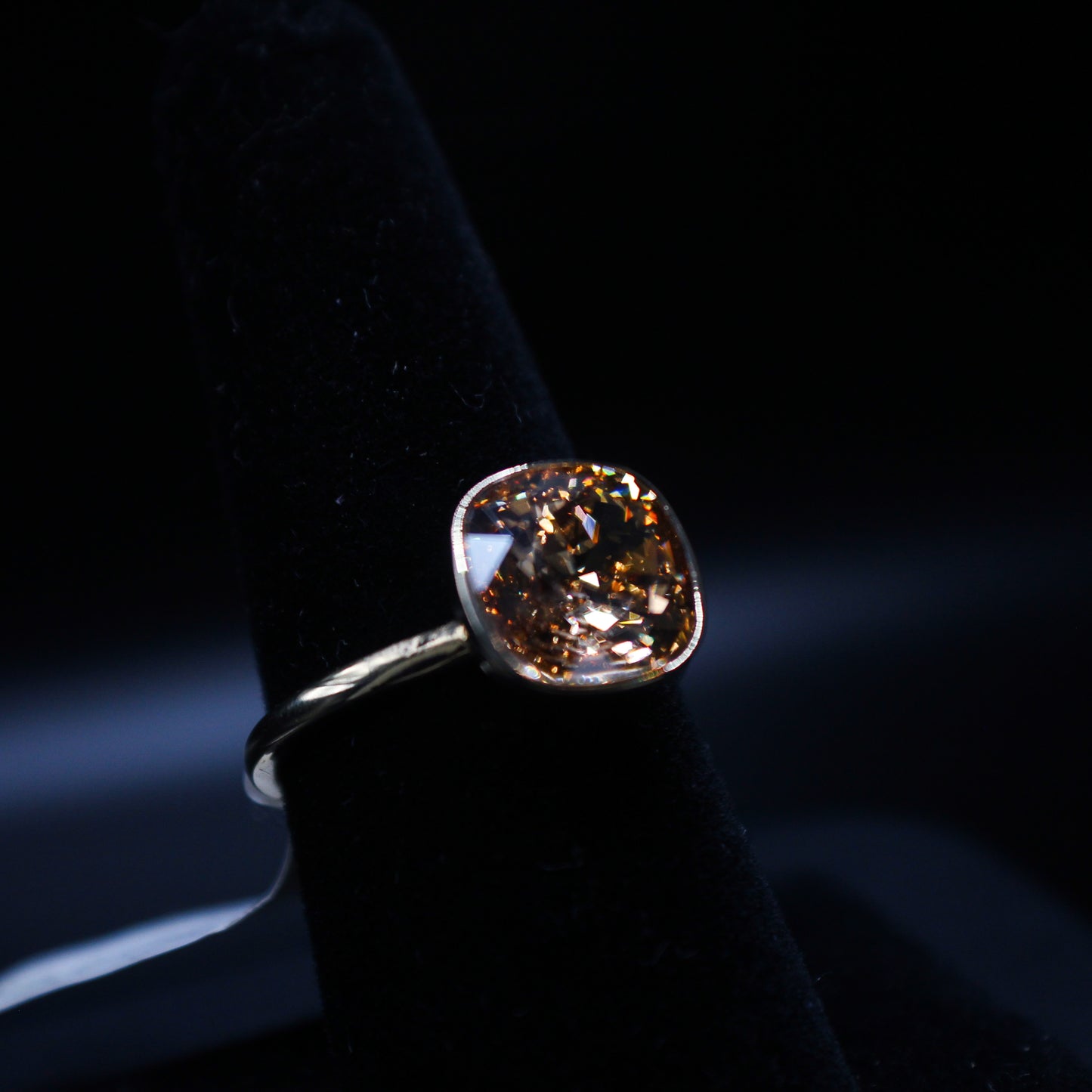 Golden Sun ring by Johnny's Ice & Co featuring a polished gold finish and intricate sun design on a sleek band.