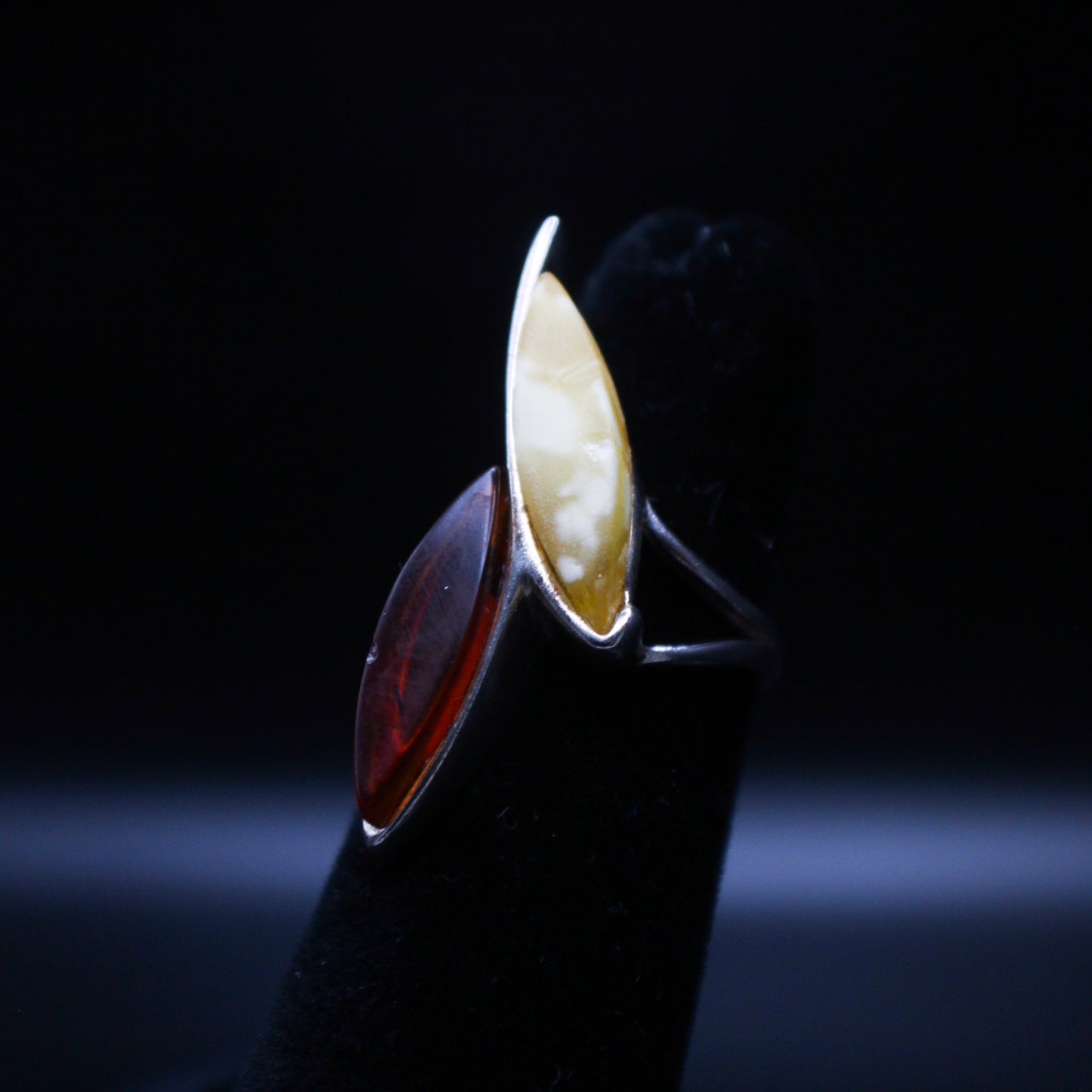 Marquise cut V3 ring from Johnny's Ice & Co, featuring a sparkling marquise-shaped gemstone set in a sleek ring band.