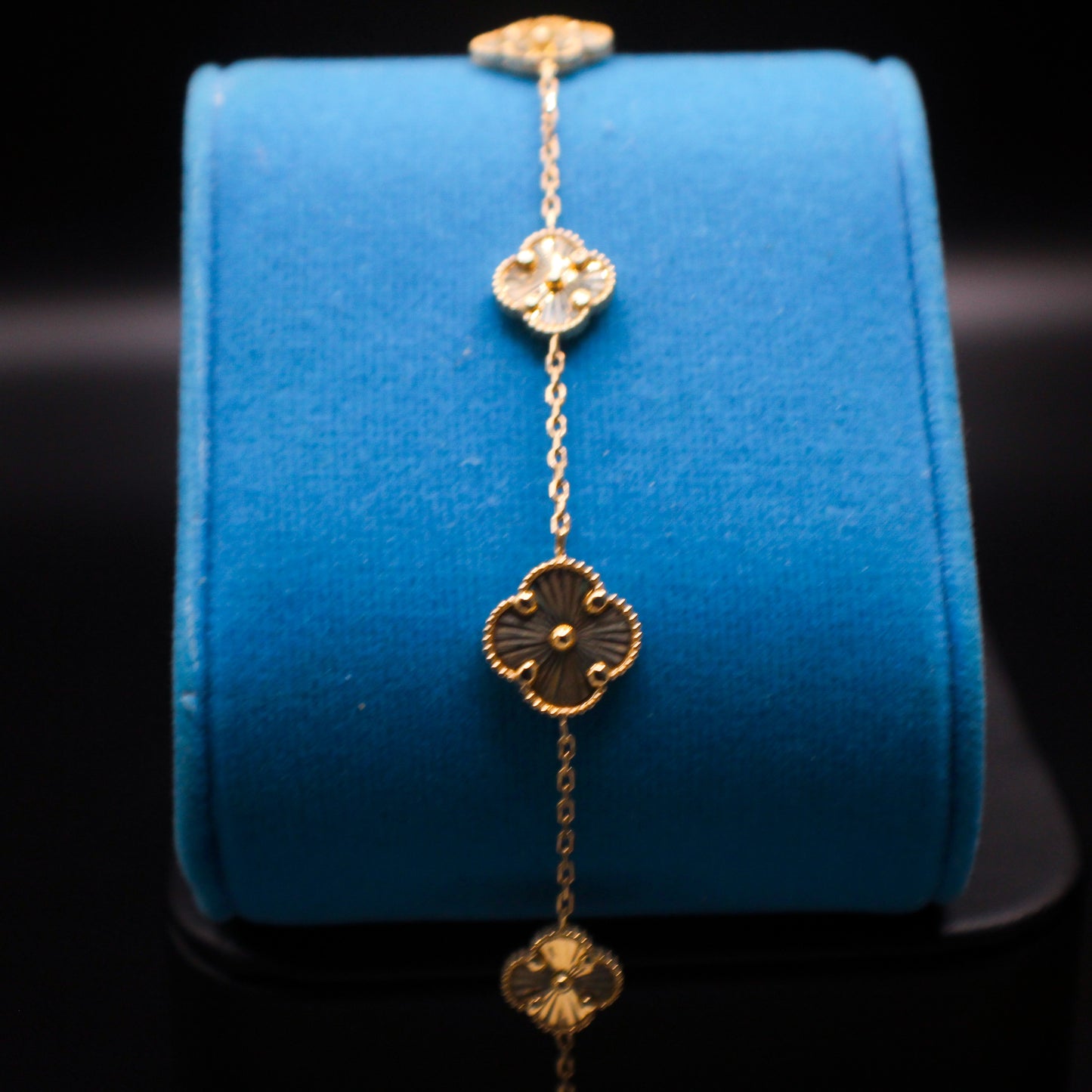Silver iced Van Cleef-style bracelet by Johnny's Ice & Co with intricate ice-inspired design and polished finish.