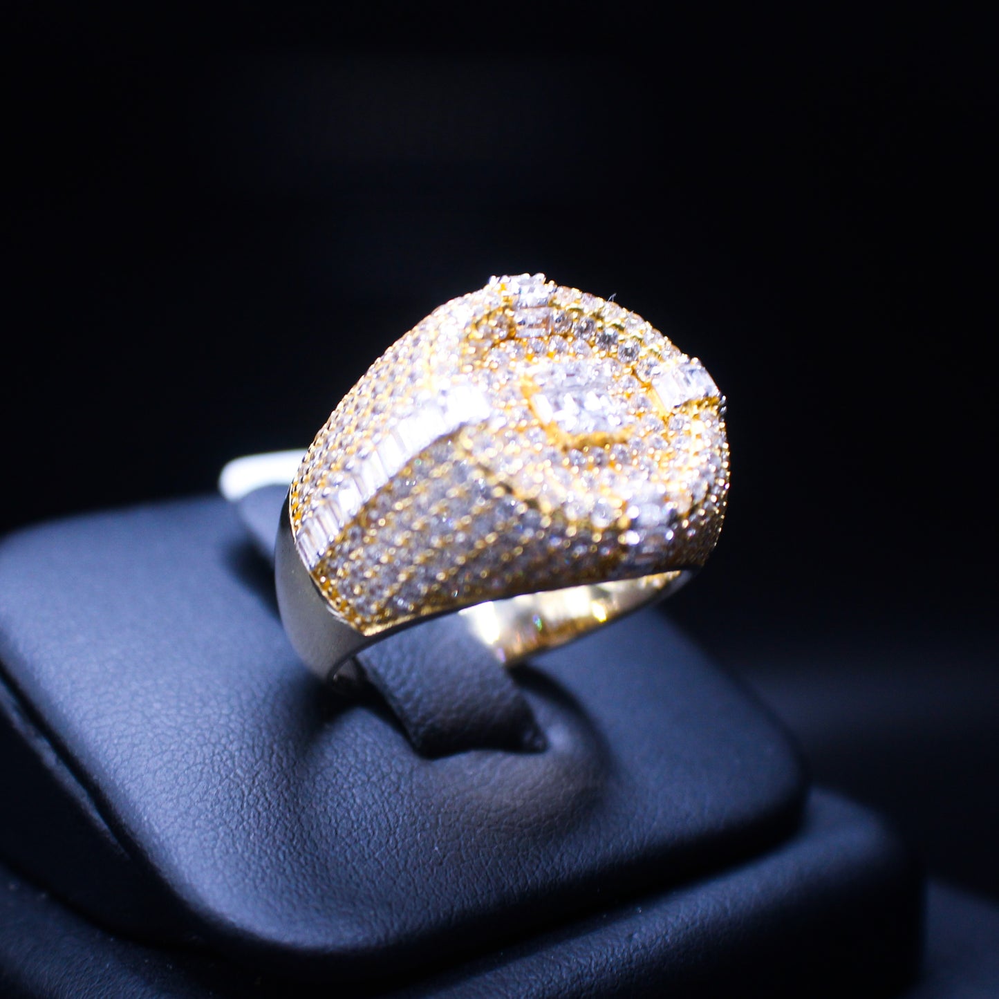 14k yellow gold Crusade ring by Johnny's Ice & Co featuring a detailed religious design and polished finish.