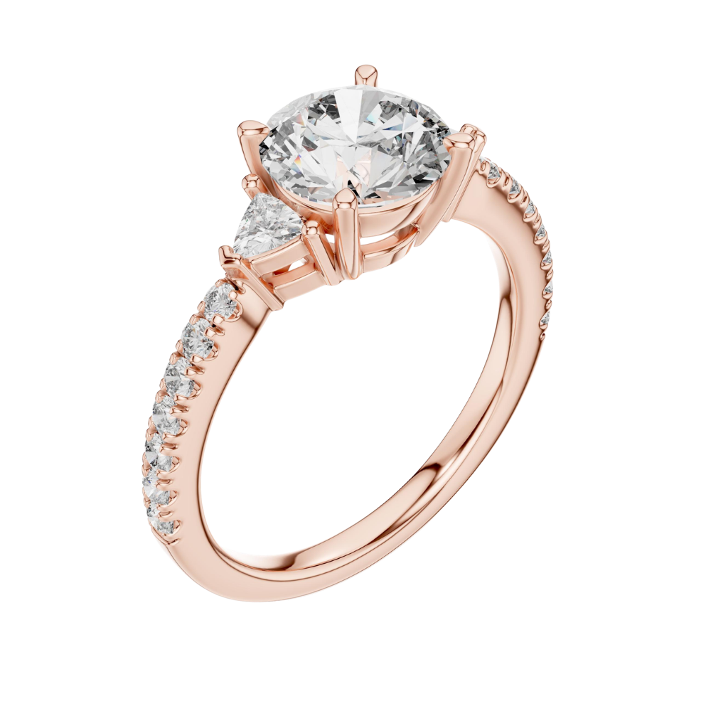 Elegant engagement ring with a central diamond and silver band, crafted by Johnny's Ice & Co.