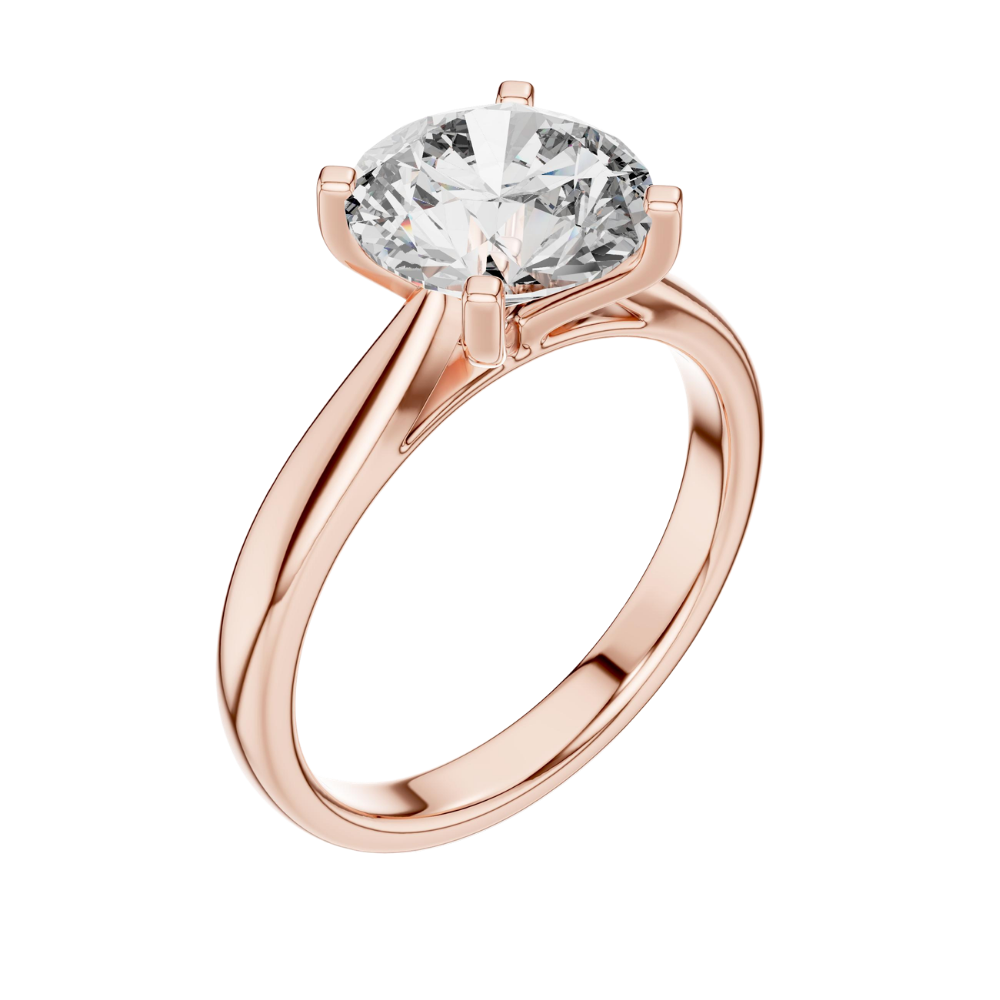 Elegant silver engagement ring with a solitaire diamond from Johnny's Ice & Co, showcasing intricate band details.