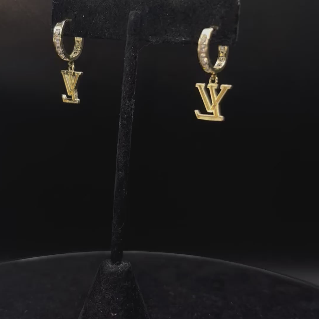 #JI-534555 14K Gold LV Louis Vuitton Custom Hoops