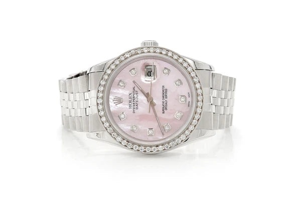 Rolex Datejust 36mm Steel Pink Oyster 1.00ctw