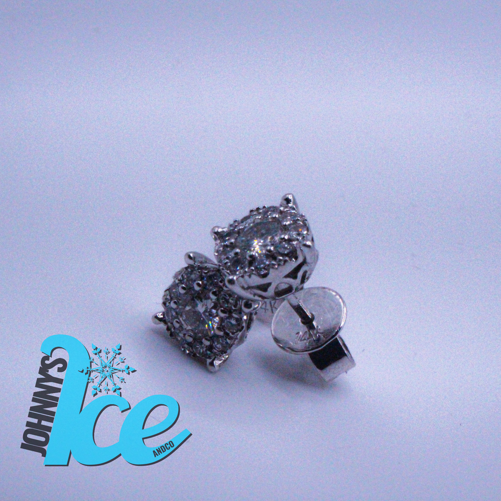 
                      
                        14k White Gold Graduating Cluster Earrings
                      
                    