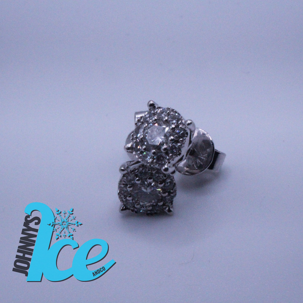 
                      
                        14k White Gold Graduating Cluster Earrings
                      
                    