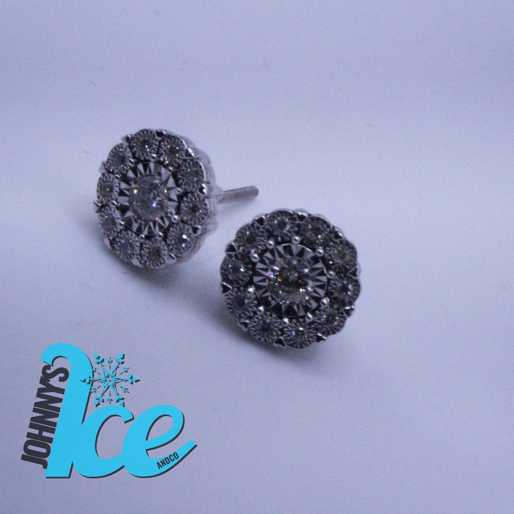 
                      
                        10k White Gold Flower Cluster Earrings
                      
                    
