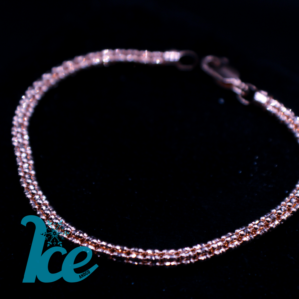 10k Rose Gold Ice Cut Bracelet