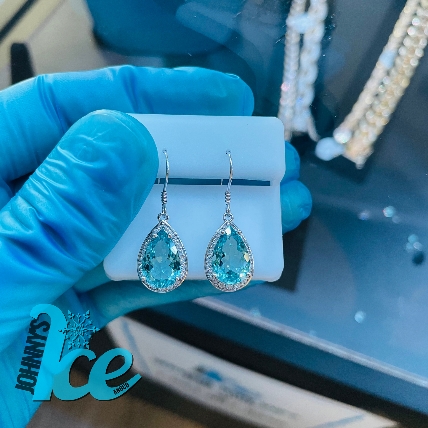 Aquamarine Pear Cut Earrings