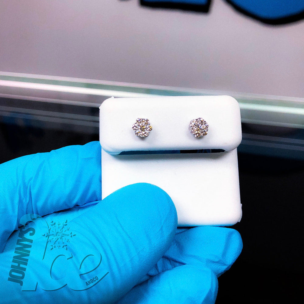 
                      
                        14k White Gold .5 ct Honeycomb Earrings
                      
                    