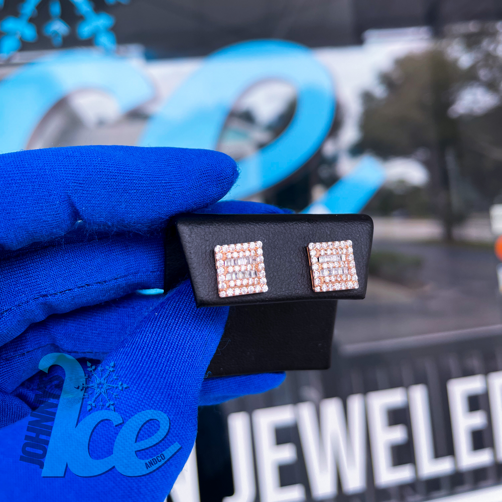 
                      
                        14k Finish Straight Square Baguette Earrings
                      
                    
