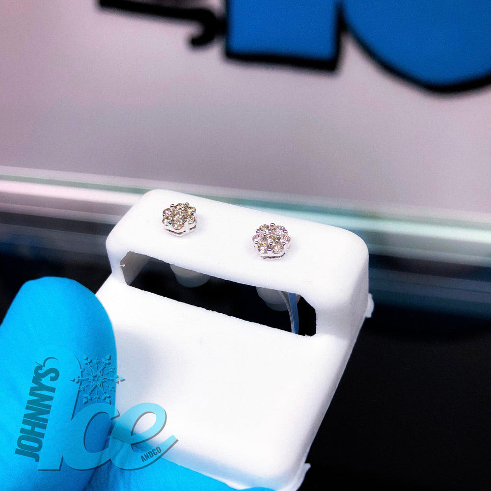
                      
                        14k White Gold .5 ct Honeycomb Earrings
                      
                    